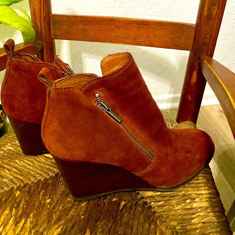 Lucky Brand Chocolate Wedge Booties